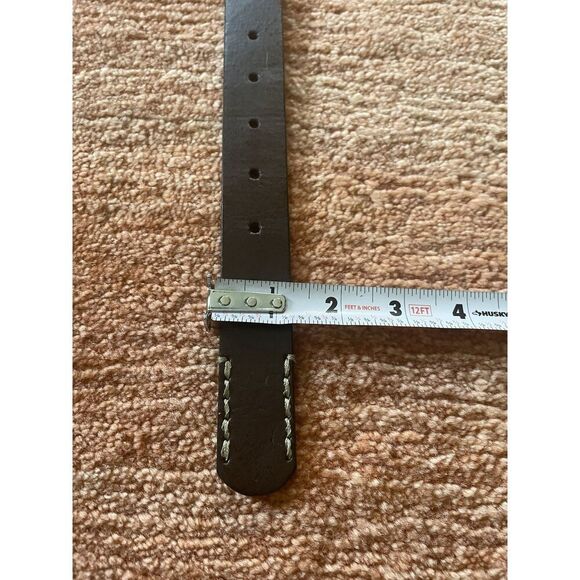 Men’s Brown Genuine Leather Belt M 31x1.5” Contrast Stitch Metal Buckle - Picture 4 of 6